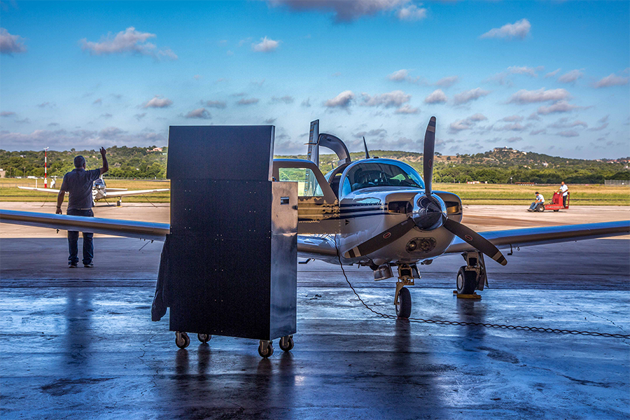 Airplane gets refueled