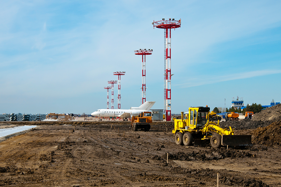 airport construction with plane