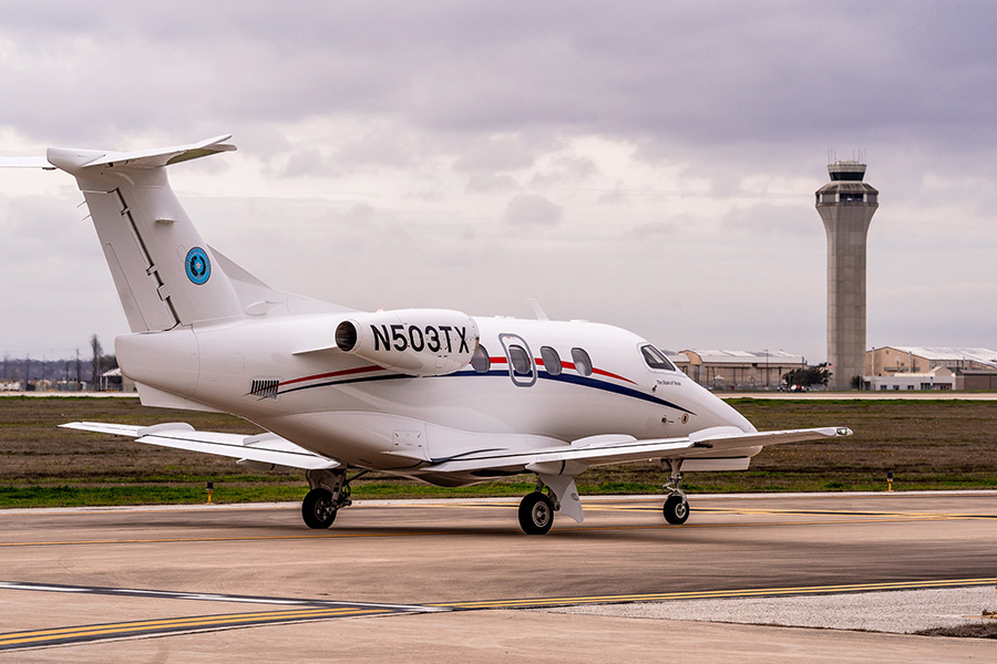 TxDOT flight services plane on runway