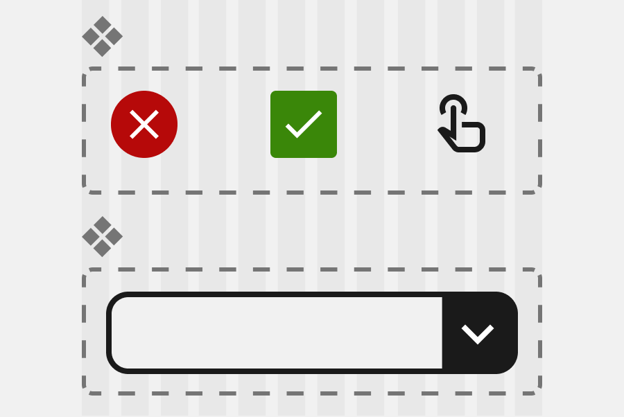 Illustration of icons and dropdown UI elements