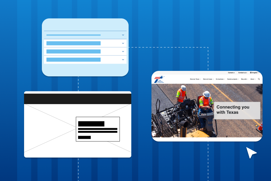 wireframes and web pages on a blue background