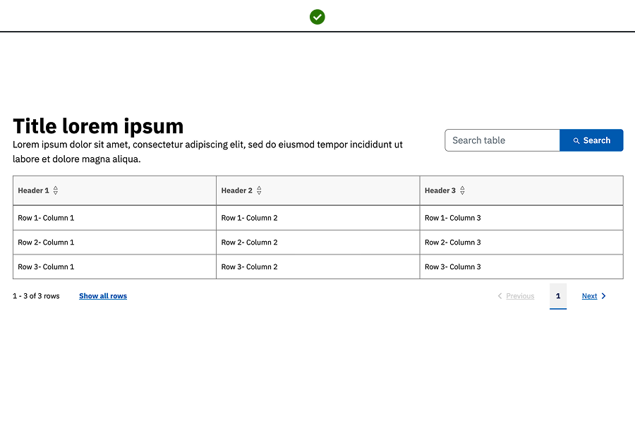 Table uses a clear top header row with sortable columns, supporting structured data display and easier comparison across rows.