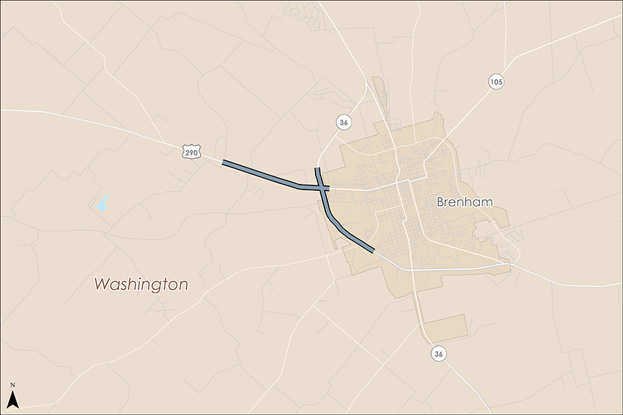 Map for the US 290 DB portion of the Alternative Delivery Division, Dec. 15, 2025.