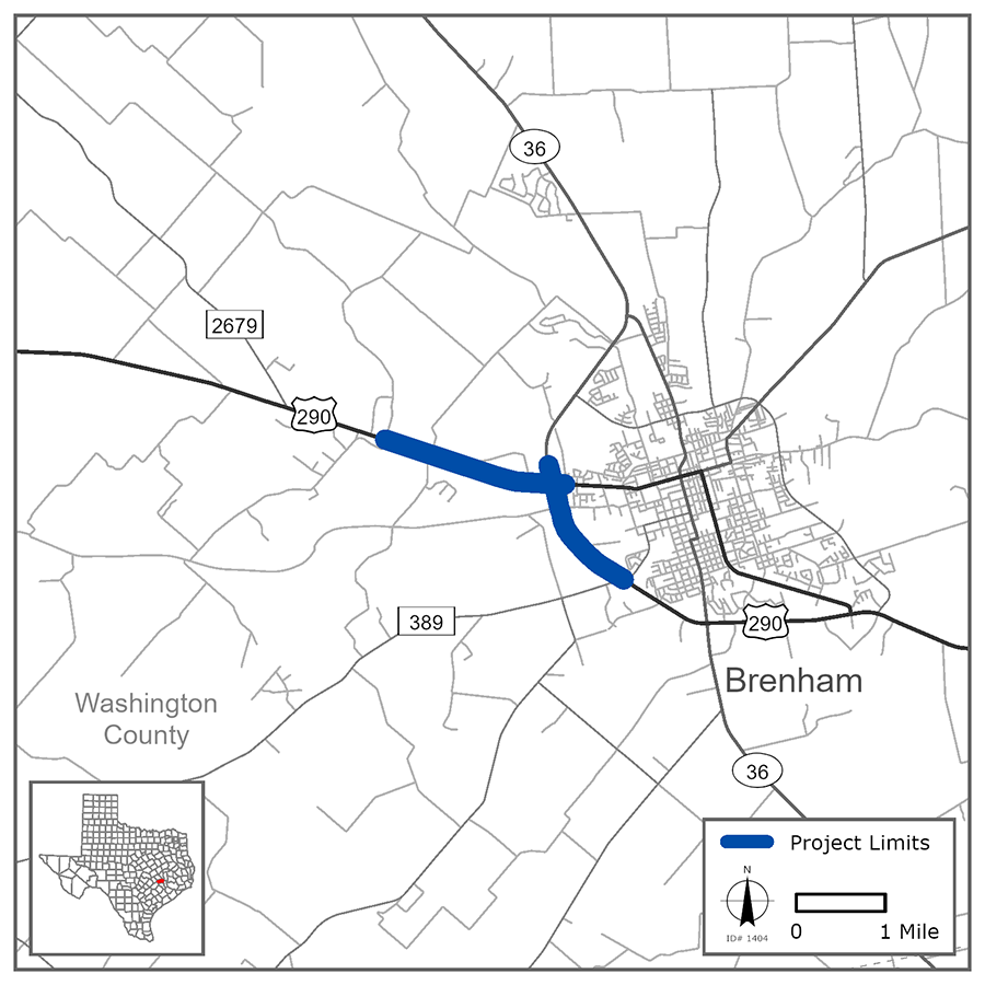 A map depicting the project limits of the SH 290 Design-Build Project. 