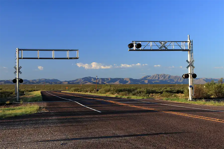 Highway railroad crossing in Texas