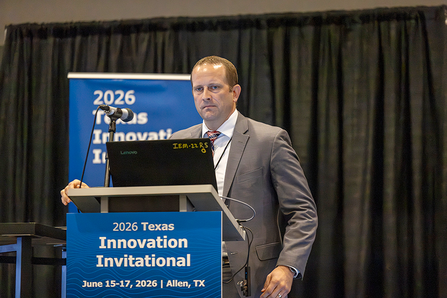 Cameron Williams, Director of Engineering Services for the City of Tyler presenting for Team East Texas in the Team Showcase during the 2026 Texas Innovation Invitational in Allen, Texas June 15-17, 2026.