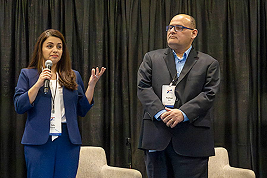 Sahar Esfandyari and Farhan Butt with the City of Denton presenting for Team Denton in the Team Showcase during the 2026 Texas Innovation Invitational in Allen, Texas June 15-17, 2026.