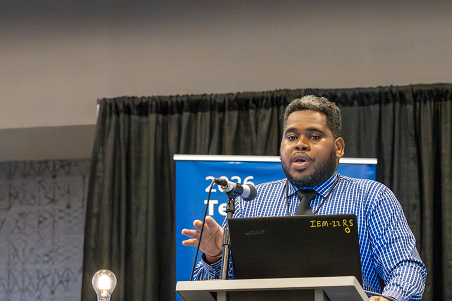 Gadimi Hilton, Transportation Communication Manager with the City of Fort Worth presenting for Team Fort Worth in the Team Showcase during the 2026 Texas Innovation Invitational in Allen, Texas June 15-17, 2026.