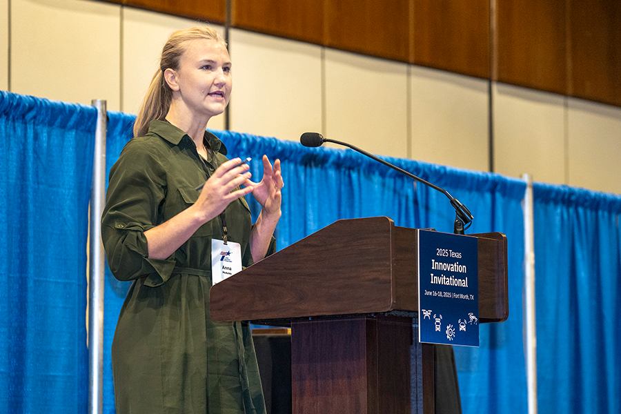 Anna McAuley, Center for Transportation Research, at the 2025 Texas Innovation Invitational in Fort Worth, Texas, June 16-18, 2025.