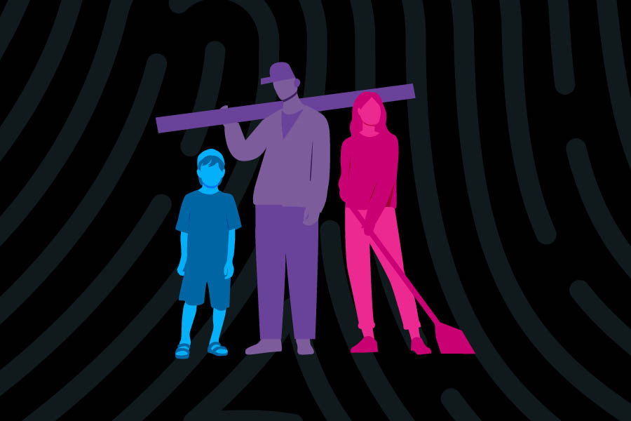 labor trafficking illustration man woman child