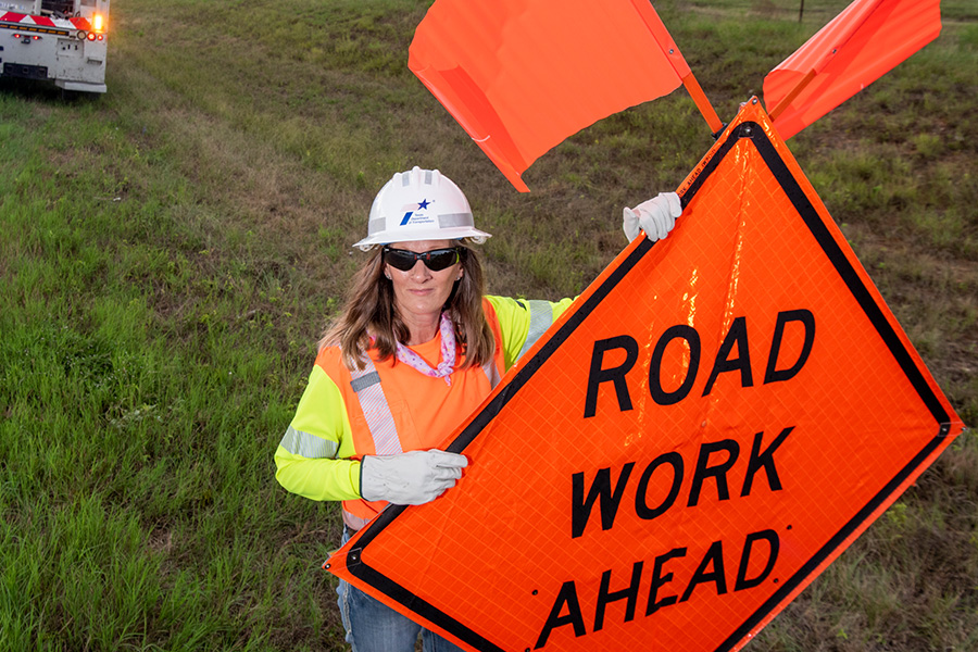 Road work ahead sign: Work Zones