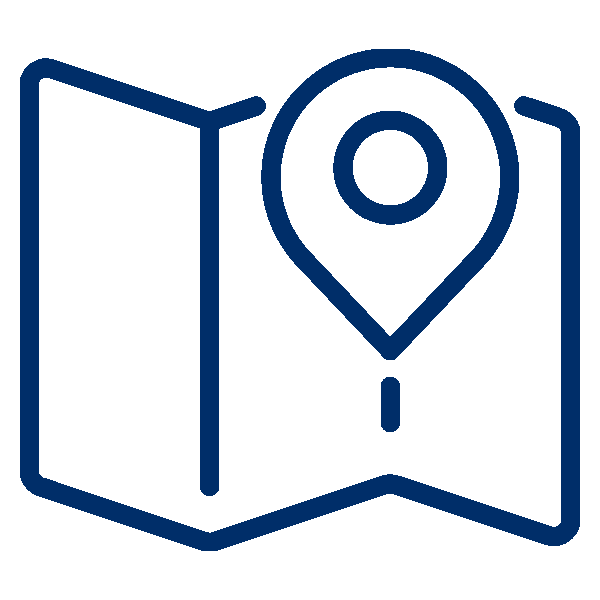 icono de un mapa plegado con un punto de alfiler.