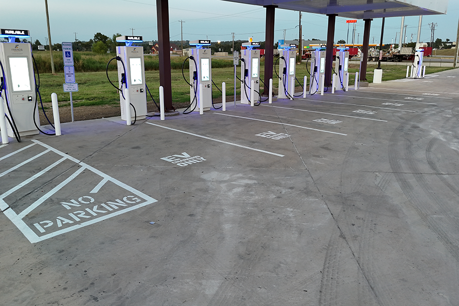 AV chargers in Santo, Texas, installed as part of TxDOT's NEVI program.