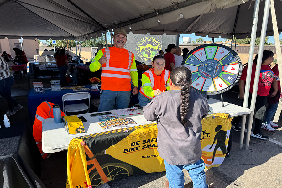 TxDOT shares safety messages during a pedestrian safety event in the El Paso District.