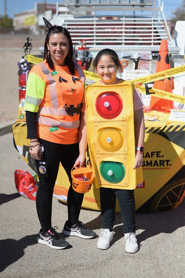 TxDOT shares safety messages during a Halloween pedestrian safety event in the El Paso District.