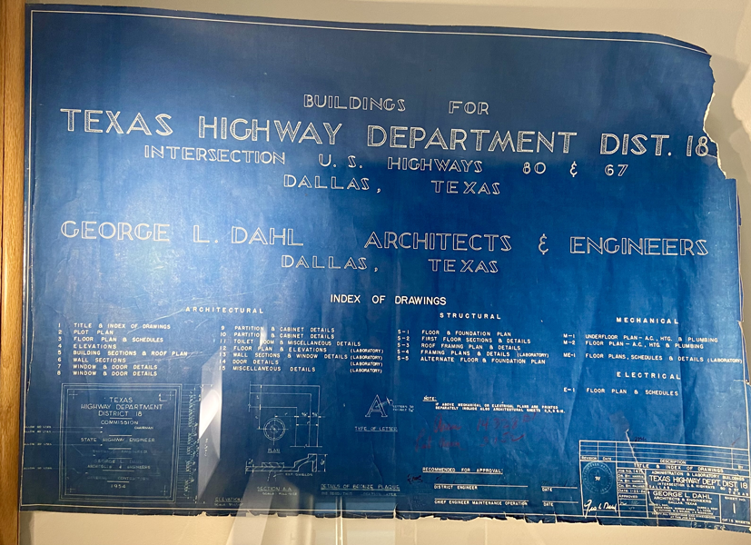 Blueprints from 1954 for US 80 and US 67 in Dallas. 