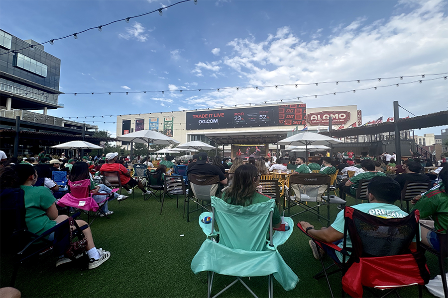 Fans gather for World Cup matches. 
