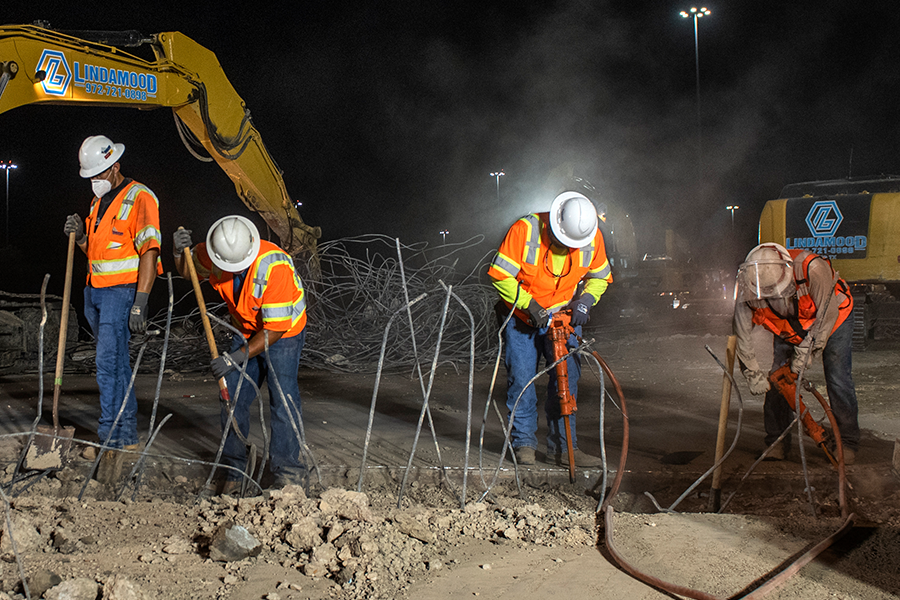 Bridge construction crew