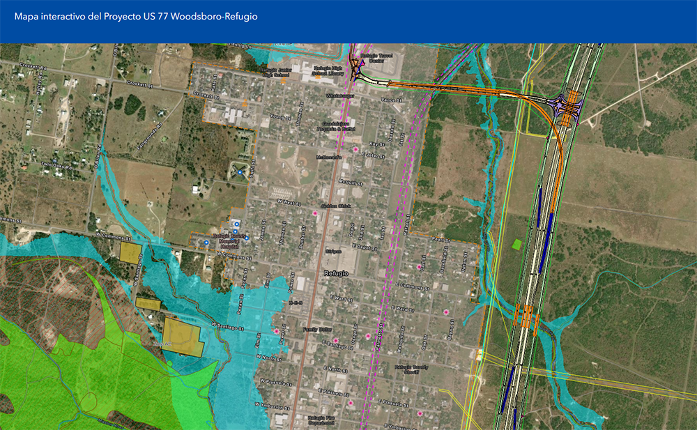 mapa interactiva del proyecto us 77 woodsboro-refugio