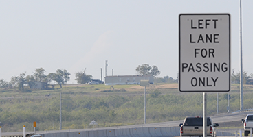 "Left Lane for Passing Only" sign