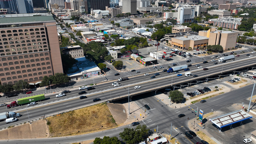 Intersection of 6th Street and I-35 in Austin, Texas