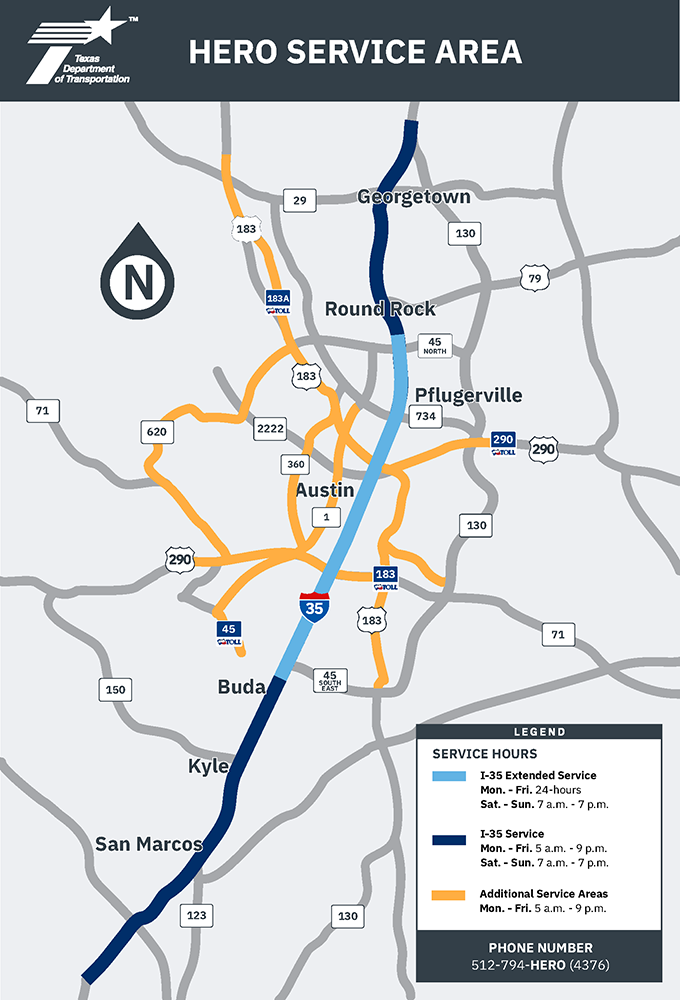 Service area map for Austin area HERO program