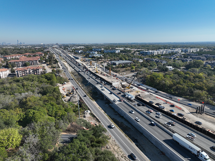 Construction progress on I-35 at Boggy Creek, Nov. 2025