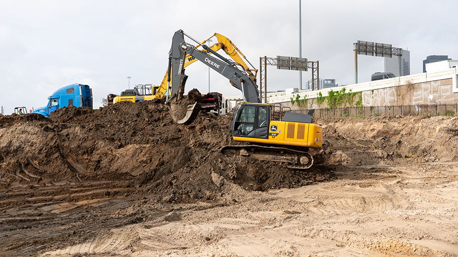 Runnels Detention Pond-Excavators and Soil