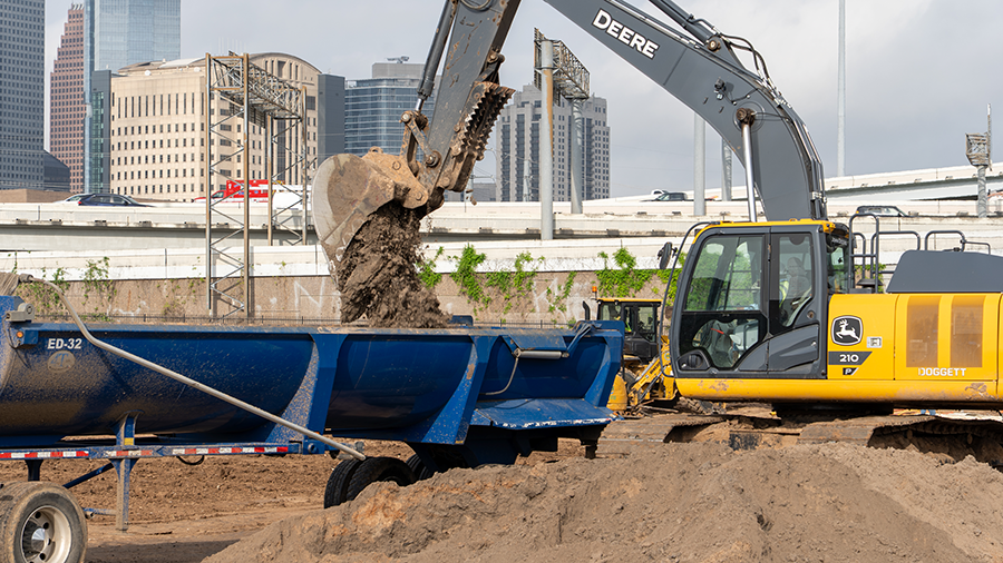 Runnels Detention Pond-Tight Shot Soil into Truck