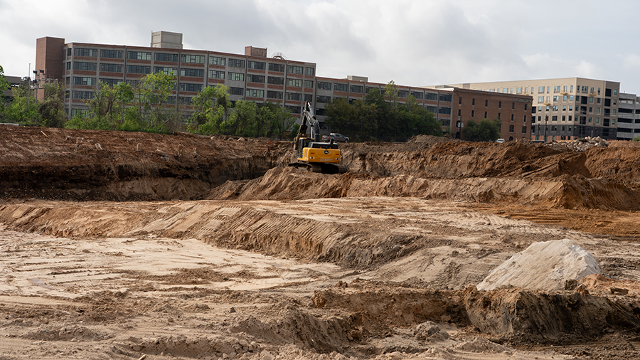 Runnels Detention Pond-Tight Shot Soil into Truck