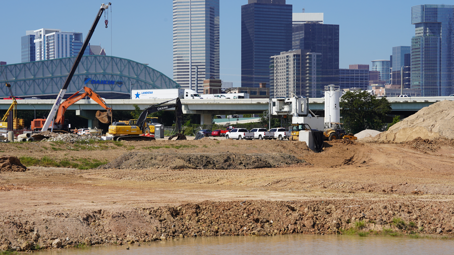 As of September 2025, the detention pond is beginning to take shape