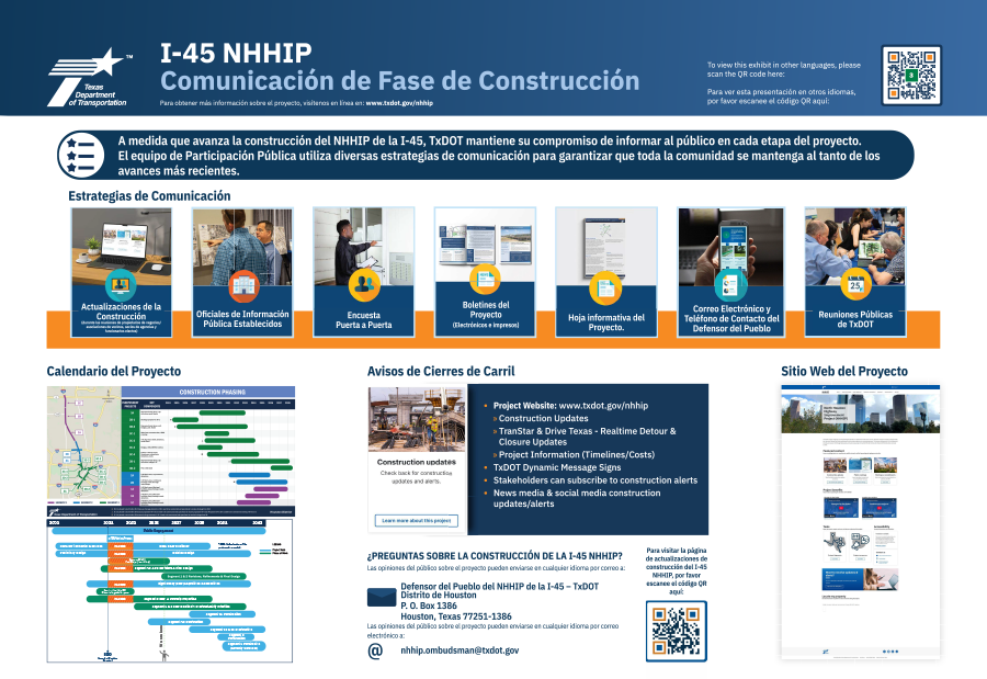 I-45 NHHIP Comunicación de Fase de Construcción - Español