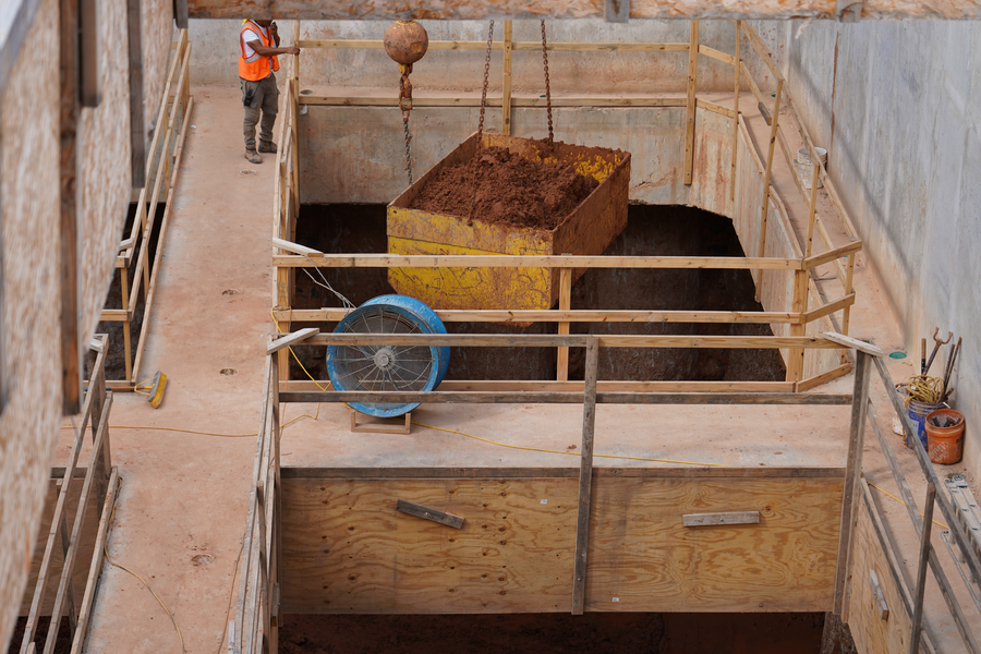 Closer view of pump station soil removal