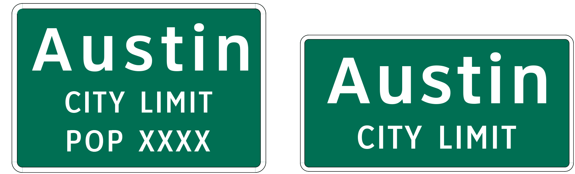 CITY LIMIT SIGNS (1-2aT) for conventionalroads and freeways (click in image to see full-size image)
