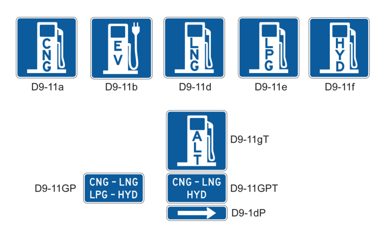Sign designs for alternative fuel facilities (click in image to see full-size image)